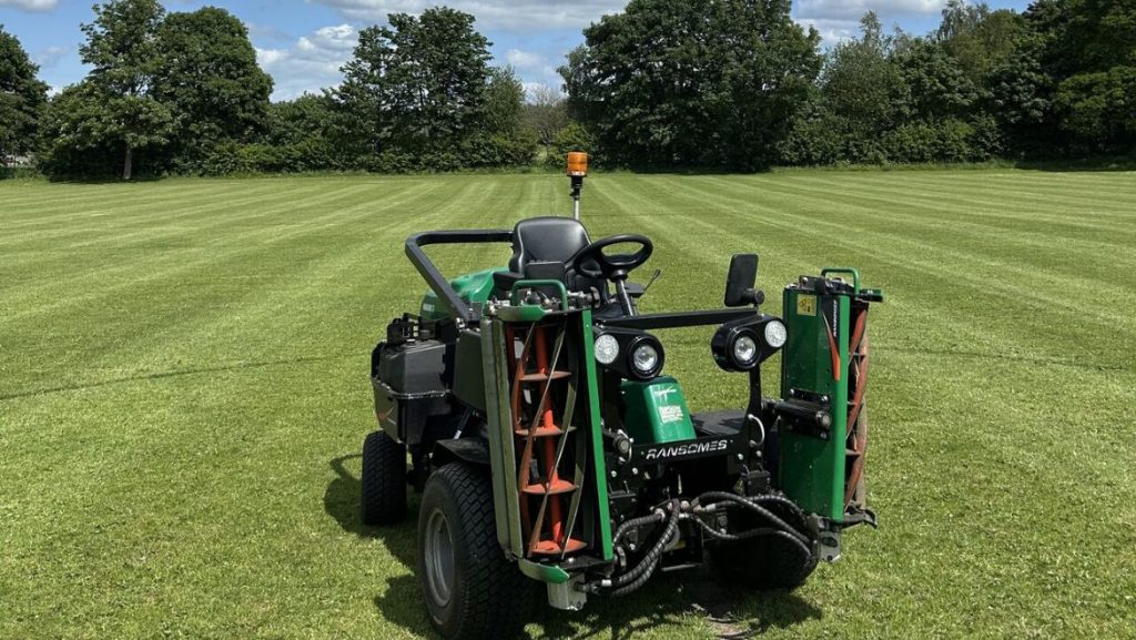 IMAGE OF SCHOOL GROUNDS WITH RANSOMES MOWER MAINTAINED BY GREEN SPACE GROUNDS MAINTENANCE